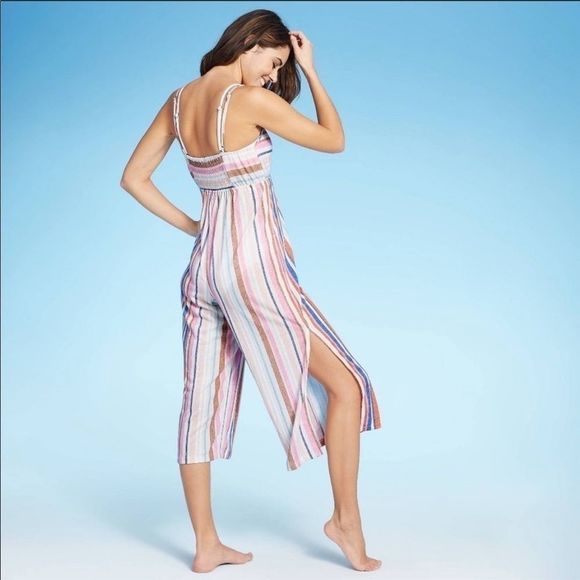 XHILARATION Striped Cropped Coverup Jumpsuit  - Picture 9 of 9